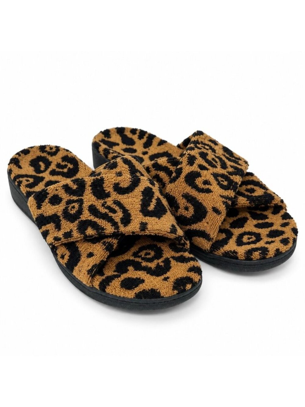 Vionic Relax II Supportive Slide Slippers Brown Leopard Women’s 8 Arch Support